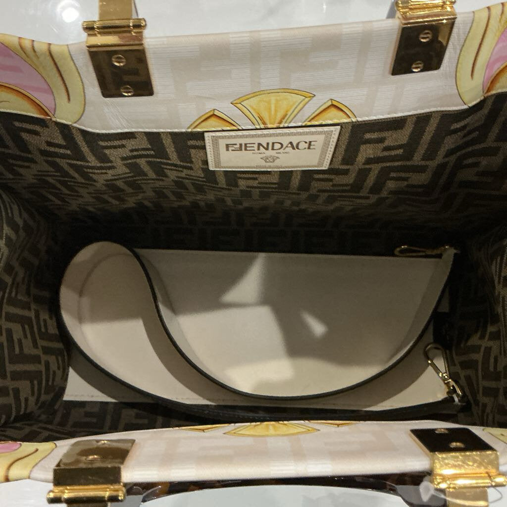 FENDACE White Gold Pink SUBSHINE Leather Tote