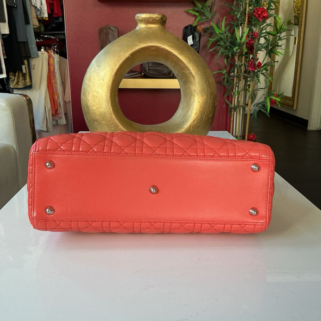 Christian Dior Coral Quilted 2way Handbag