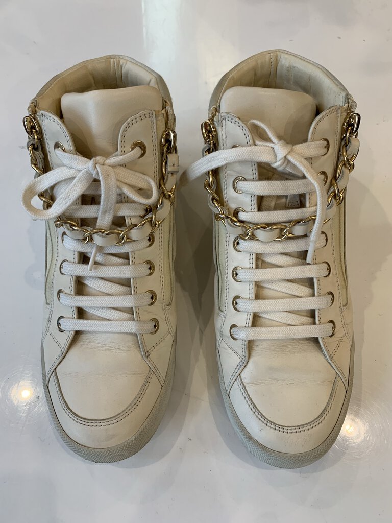 Chanel Cream High Top Sneakers