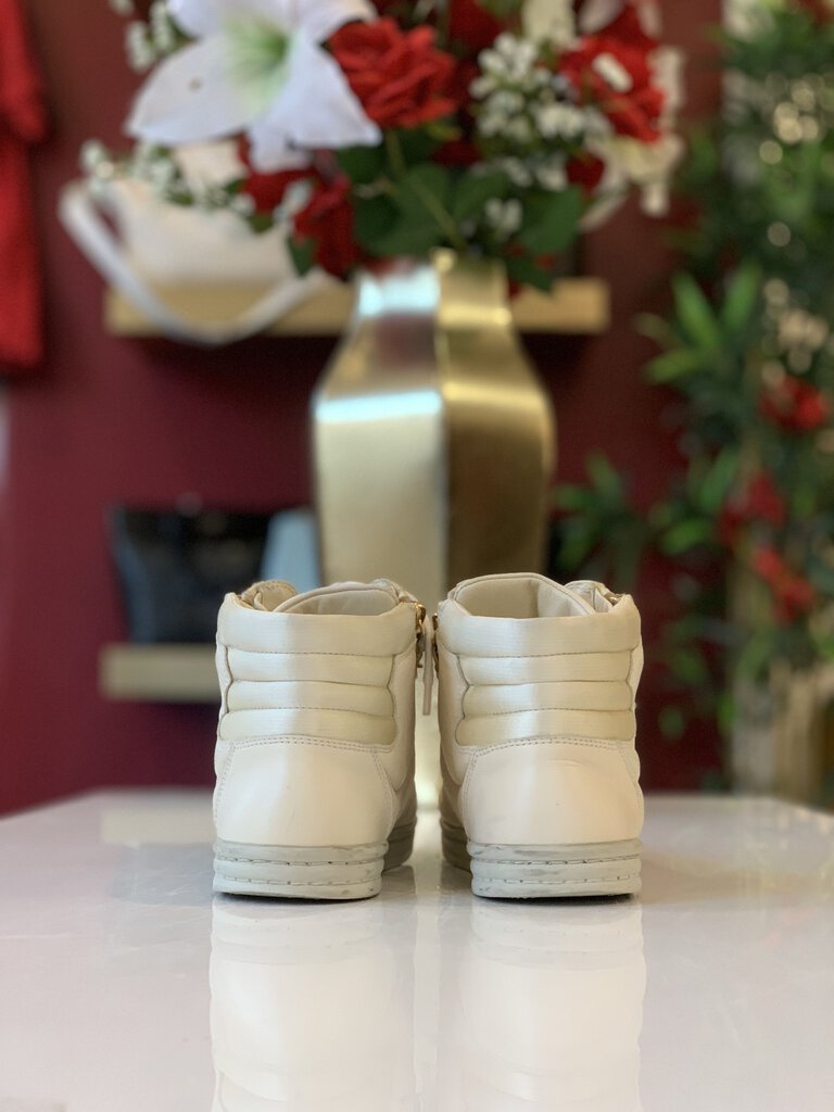 Chanel Cream High Top Sneakers
