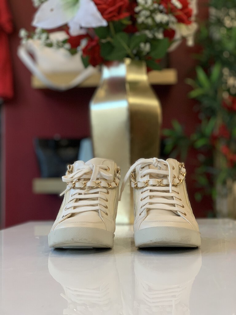Chanel Cream High Top Sneakers