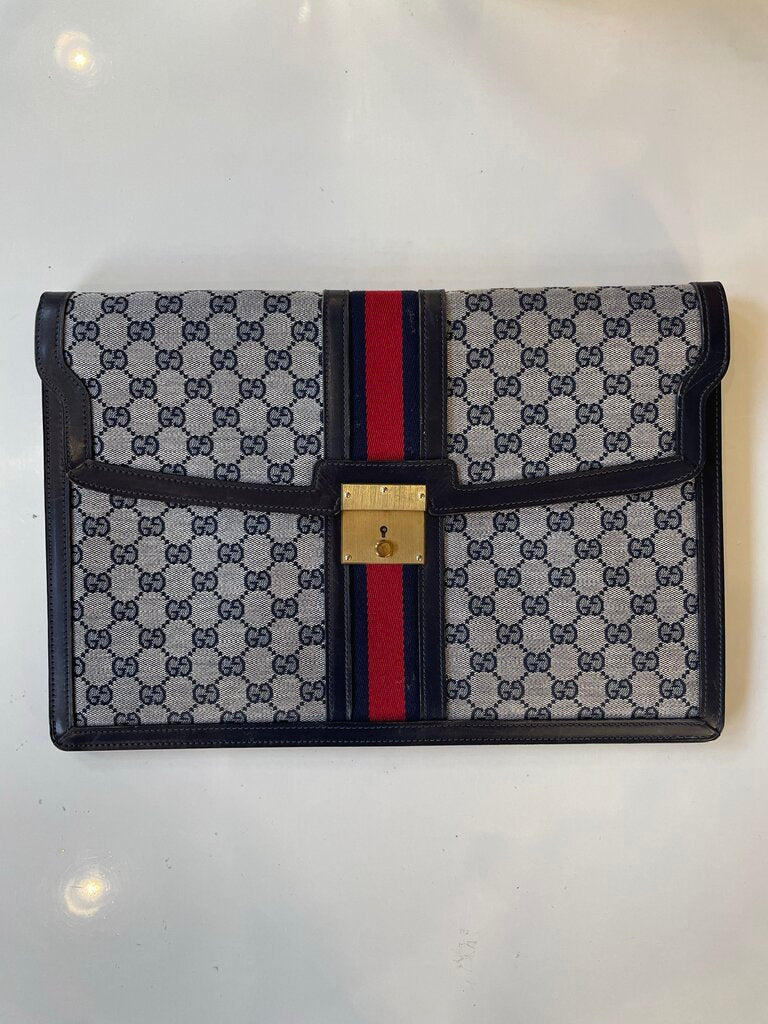 Gucci Navy GG Clutch Handbag