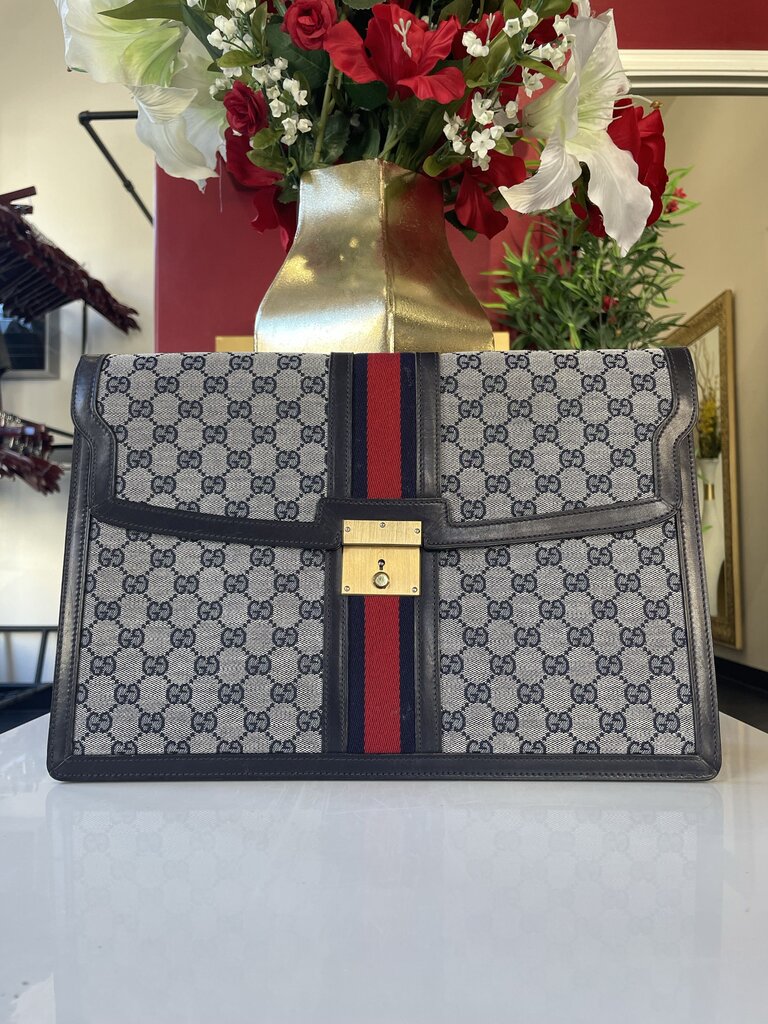 Gucci Navy GG Clutch Handbag