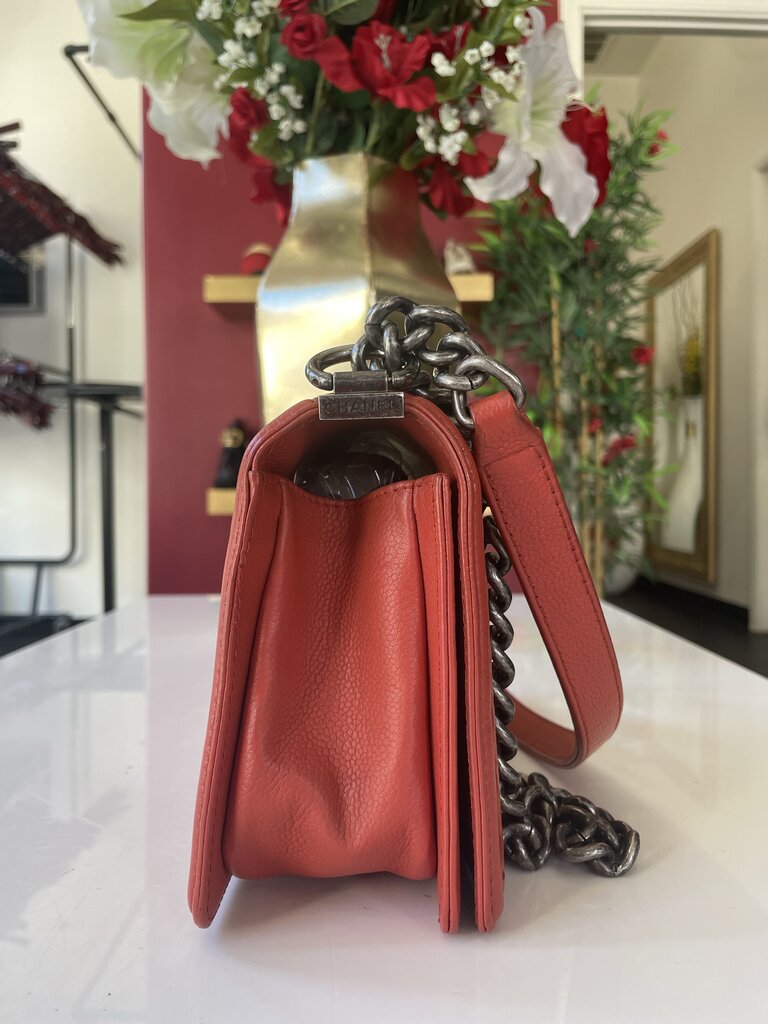 Chanel Medium Red Leather Boy Bag