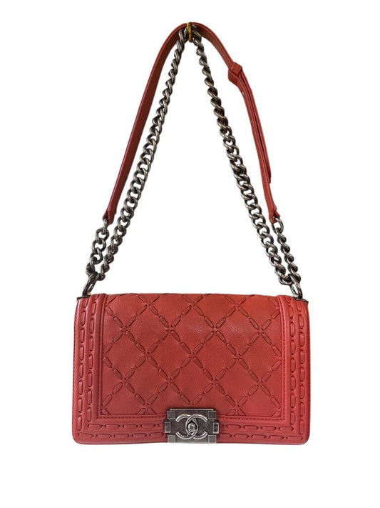 Chanel Medium Red Leather Boy Bag