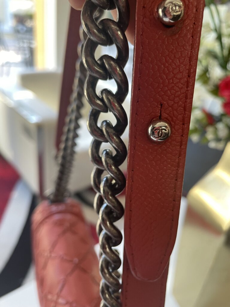 Chanel Medium Red Leather Boy Bag