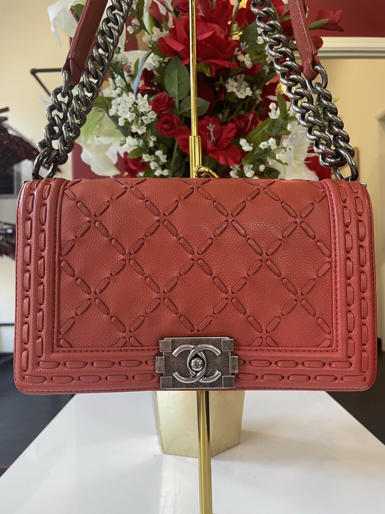 Chanel Medium Red Leather Boy Bag