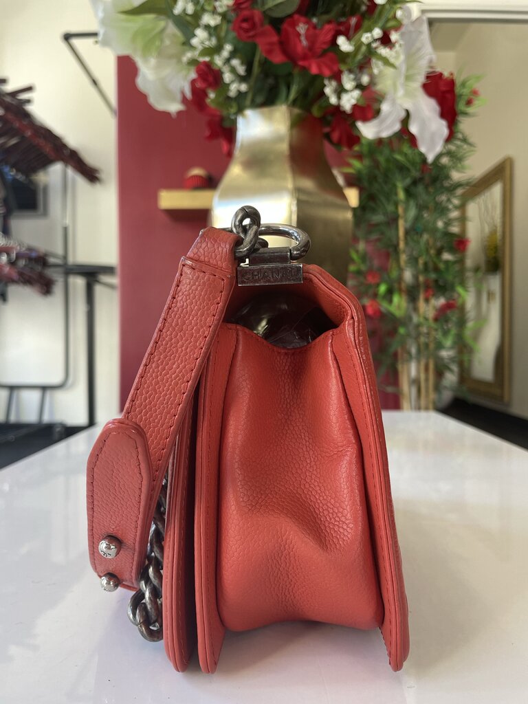 Chanel Medium Red Leather Boy Bag