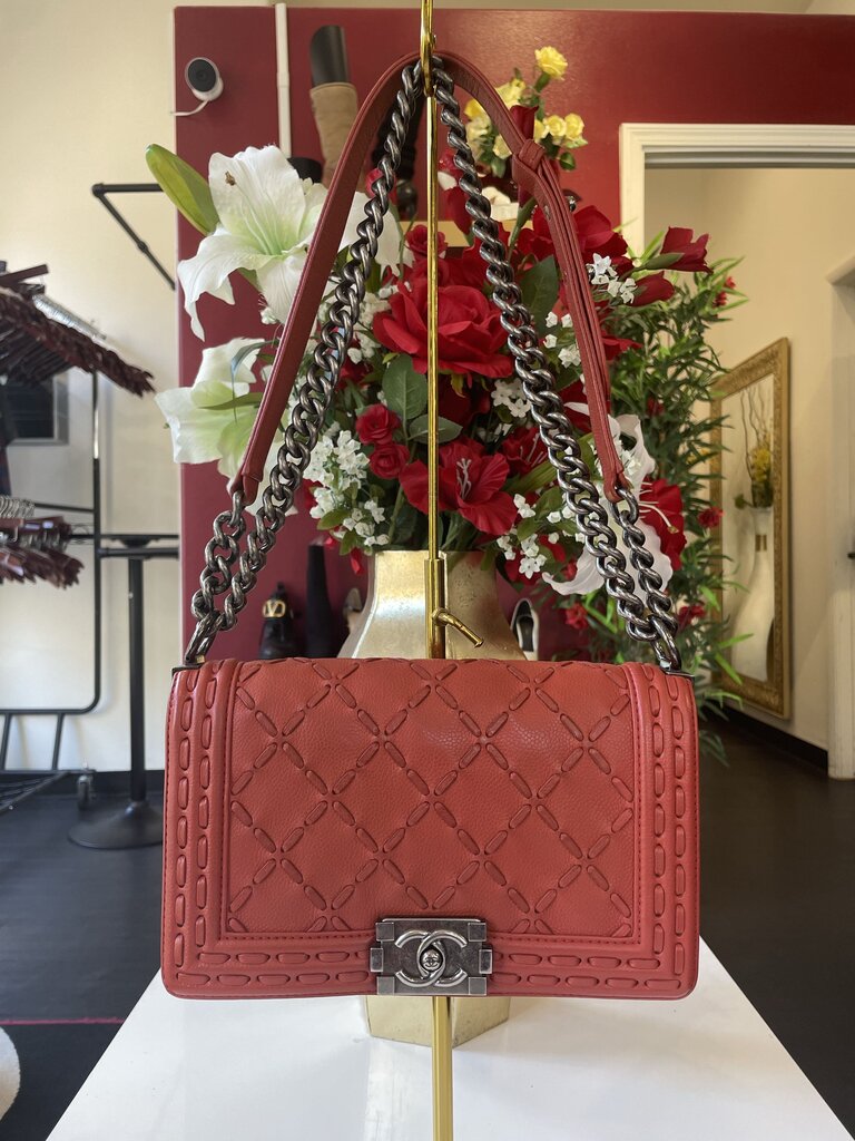 Chanel Medium Red Leather Boy Bag