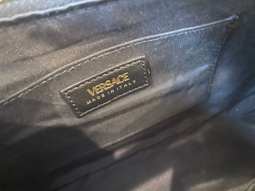 Versace Black Leather Top Handle Bag