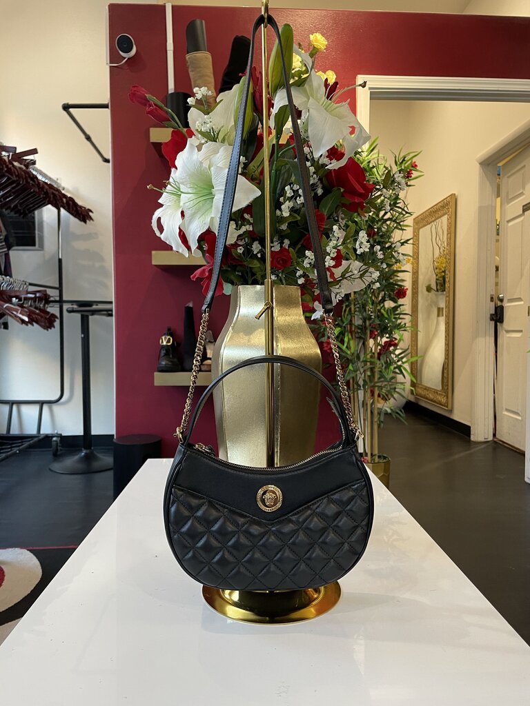 Versace Black Leather Top Handle Bag