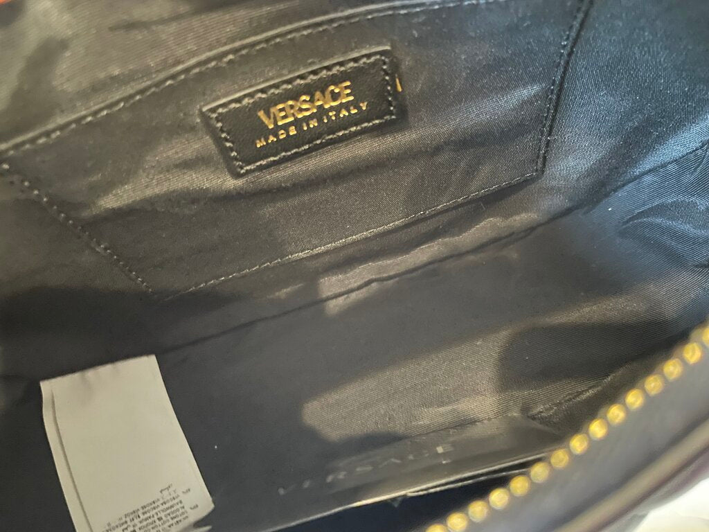 Versace Black Leather Top Handle Bag