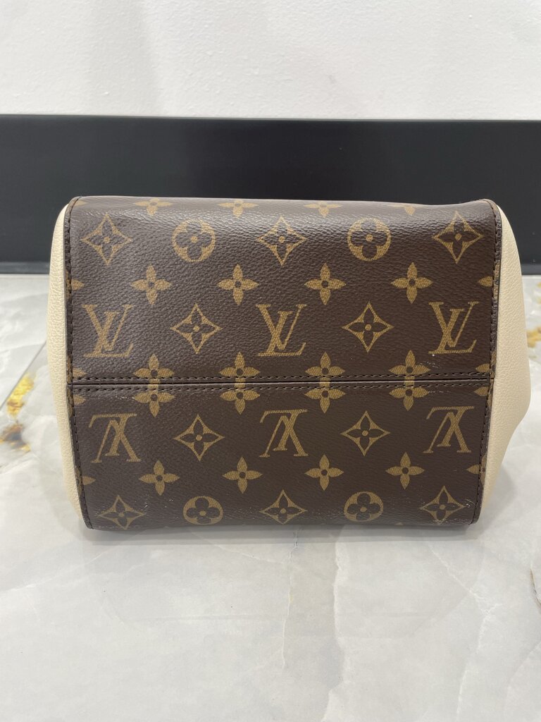 Louos Vuitton Red Cream Tricolor Leather Canvas PM Tote