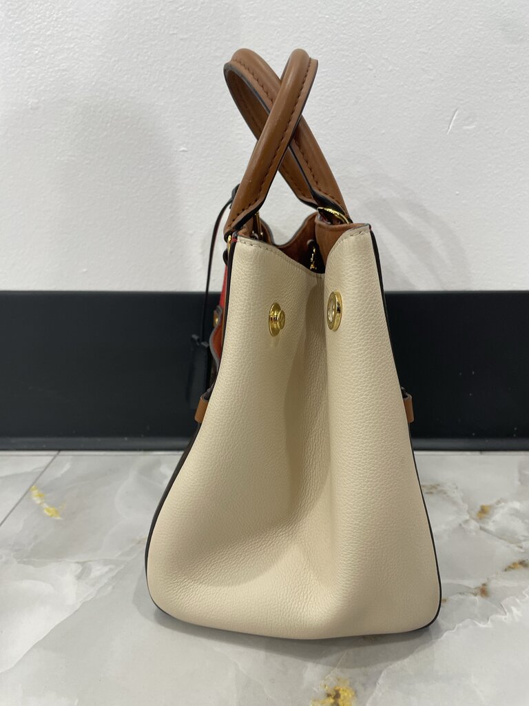 Louos Vuitton Red Cream Tricolor Leather Canvas PM Tote