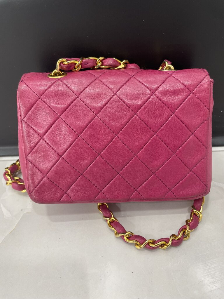 Chanel Pink Lambskin Leather 24k Gold Hardware Mini Crossbody