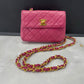 Chanel Pink Lambskin Leather 24k Gold Hardware Mini Crossbody