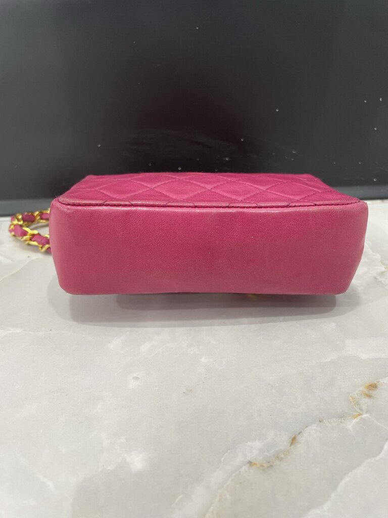 Chanel Pink Lambskin Leather 24k Gold Hardware Mini Crossbody
