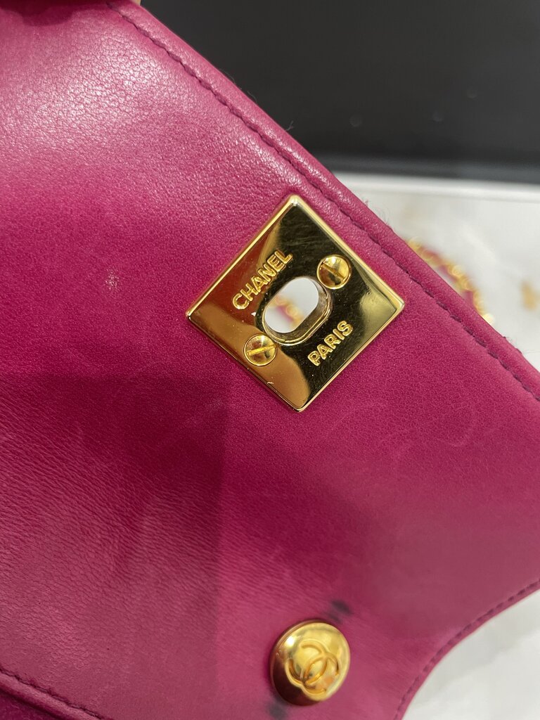Chanel Pink Lambskin Leather 24k Gold Hardware Mini Crossbody