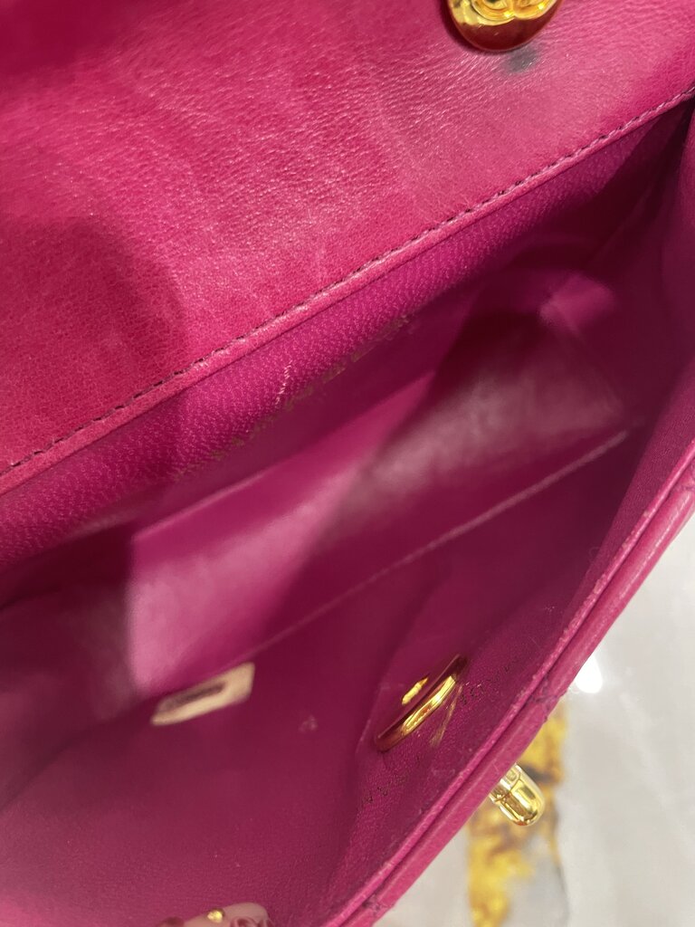Chanel Pink Lambskin Leather 24k Gold Hardware Mini Crossbody