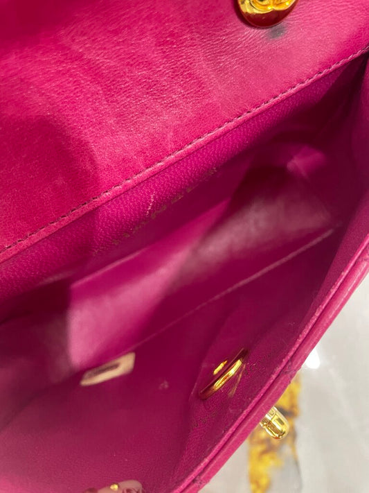 Chanel Pink Lambskin Leather 24k Gold Hardware Mini Crossbody