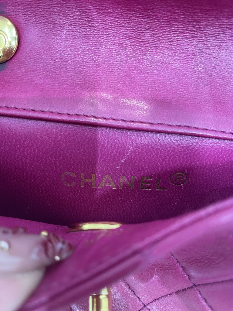 Chanel Pink Lambskin Leather 24k Gold Hardware Mini Crossbody