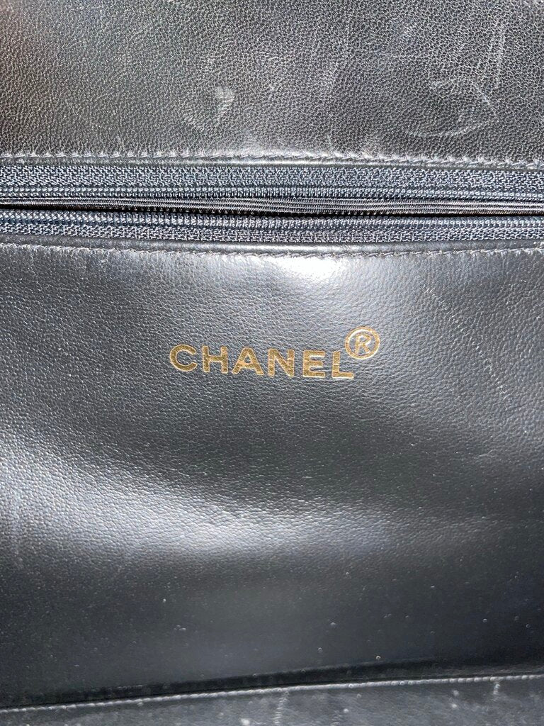 Chanel Black Quilted Patent Leather Timeless Tote