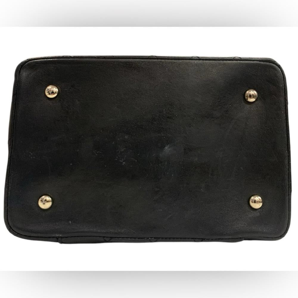 Chanel Black Leather Quilted Vanity Bag