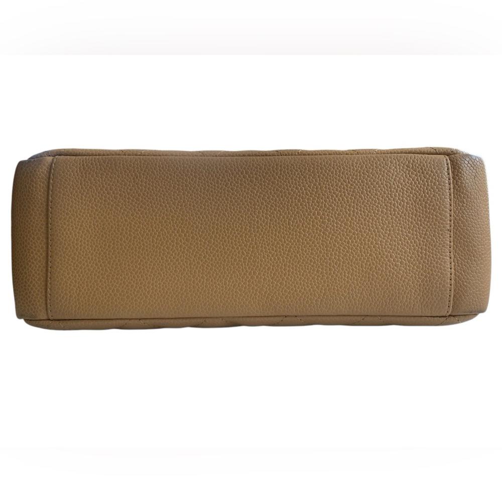 Chanel Vintage Beige Caviar Leather Shoulder Bag