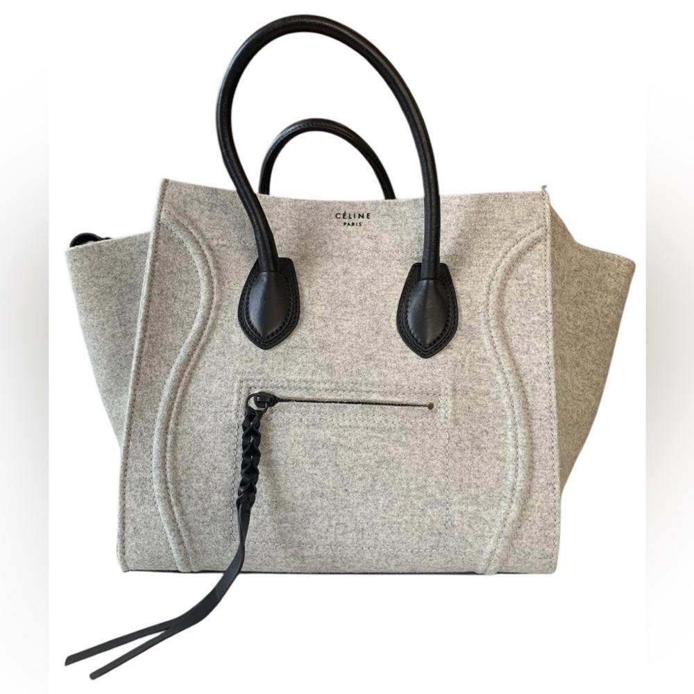 Celine Grey Fel / Wool Phantom Handbag