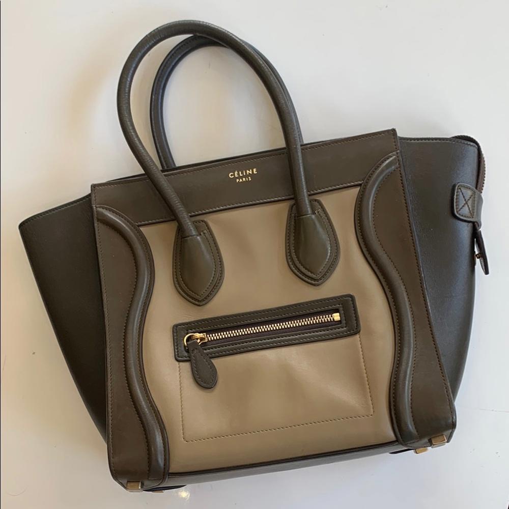 Celine Brown Tri Color Luggage Handbag