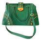 Prada Green Saffiano Cuir Leather Studded Satchel