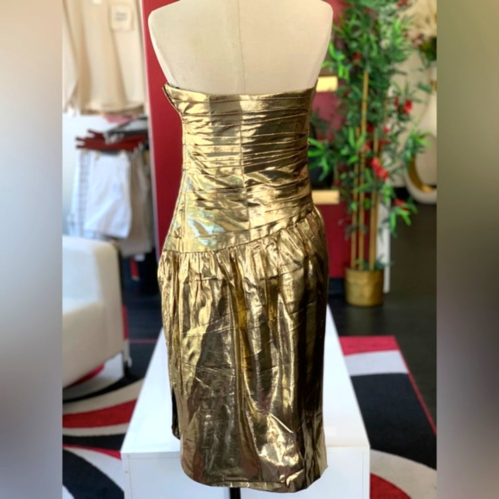 Neiman Marcus Gold Strapless Dress