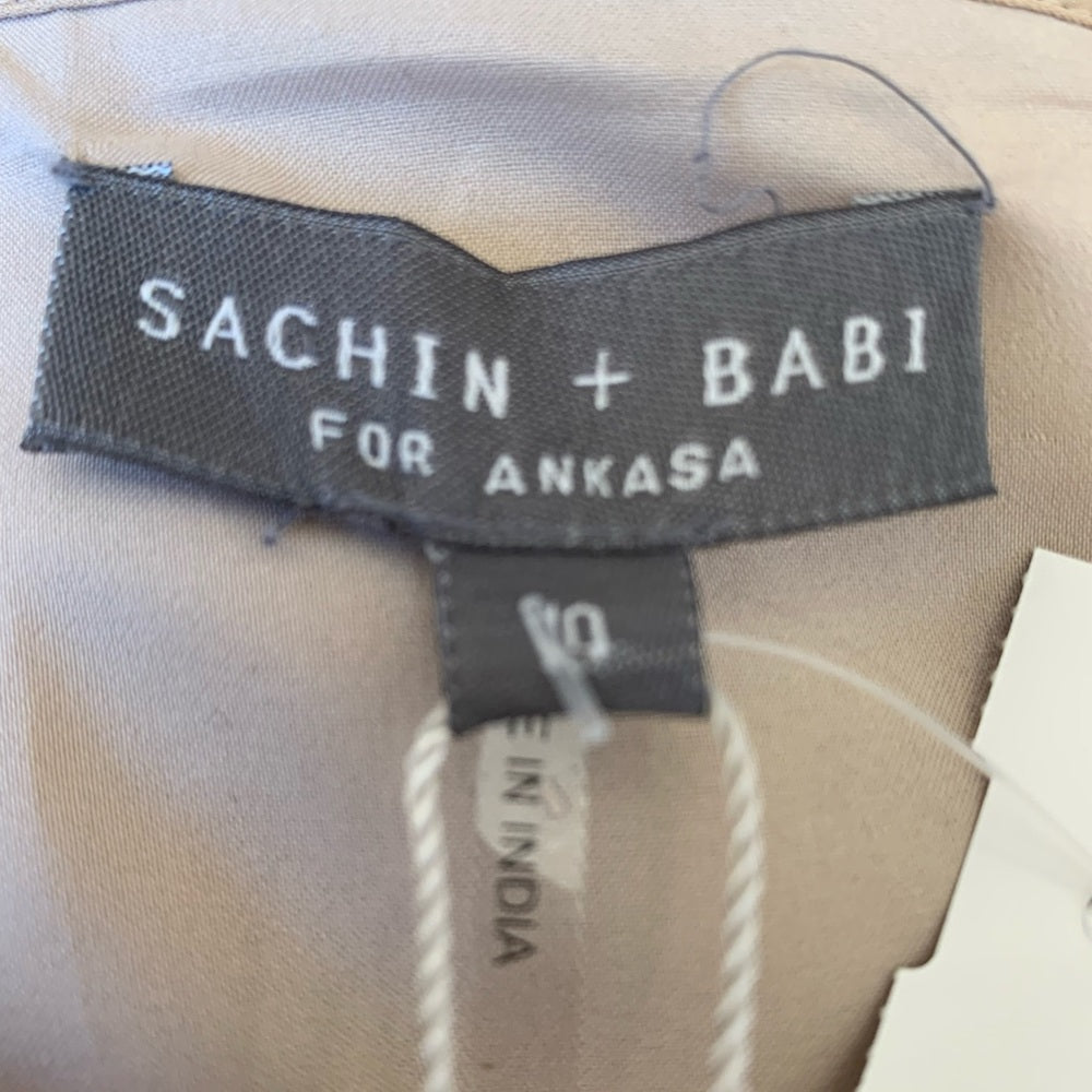 Sachem + babi beige black beaded dress