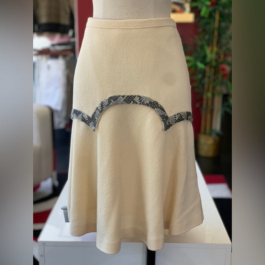 Roberto Cavalli Cream Skirt w/ Rhinestone Embellishment
