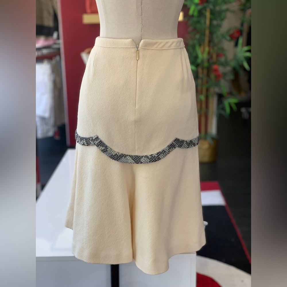 Roberto Cavalli Cream Skirt w/ Rhinestone Embellishment